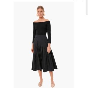 Tuckernuck Women's Black Marissa Midi Dress Fit and Flare Off-the-Shoulder sz M